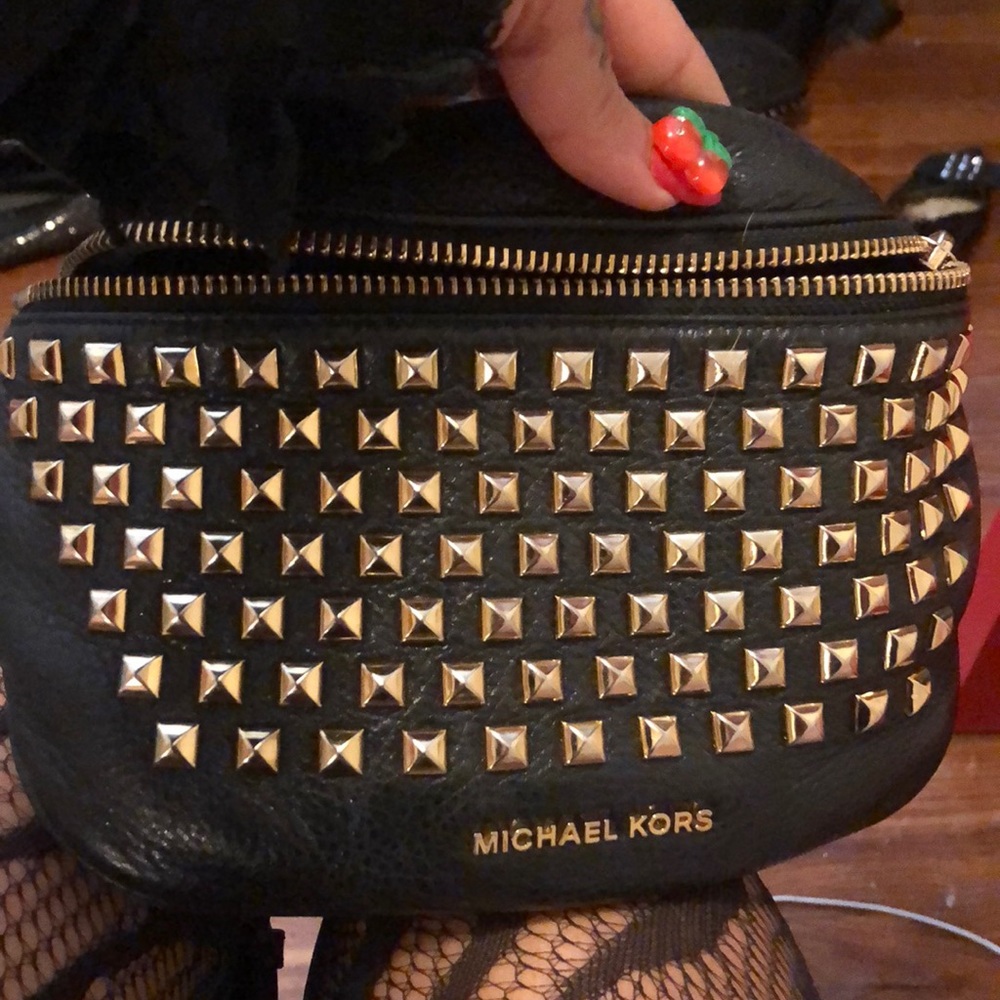 Michael Kors black studded Fanny pack gently used
